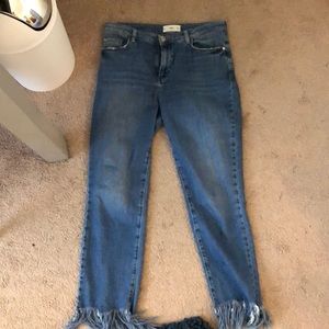 MANGO frayed hem straight fit jean- Size 8